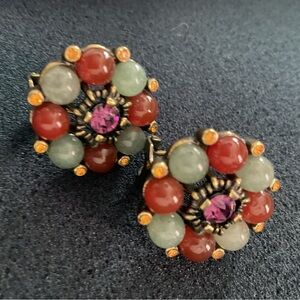 Vintage Heidi Daus Multicolor Floral Earrings